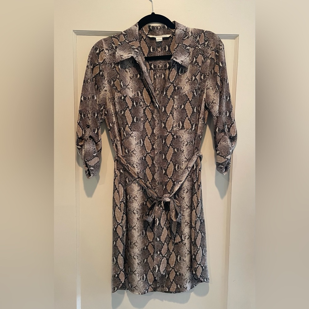 Diane von Furstenberg silk snake print shirt dress